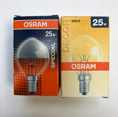 OSRAM/RADIUM Tropfenlampe kuppenverspiegelt Glühlampe E14 230V 25/40WGold Silber - Bild 1 von 2