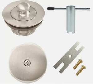 Lift & Turn Bathtub Tub Drain Assembly Conversion Kit Brushed Nickel with Tool - Picture 1 of 6