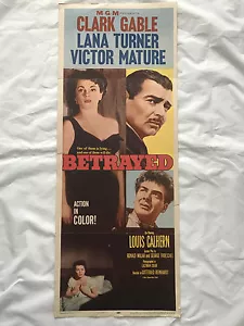 Locandina film originale "Tradito" 1954 primo numero 36x14 Clark Gable Lana Turner - Foto 1 di 5