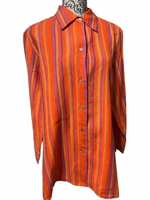 Новый с Ярлыками Valerie Stevens женщин большой 100% льняной кнопка вверх туника рубашка разноцветный - Изображение 1 из 4