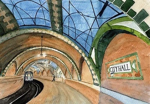 Secret City Hall Subway Station Historic New York City. Rob Thorpe Art Notecards - Bild 1 von 2