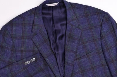 Samuelsohn Loro Piana SummerTime Blue Plaid Wool/Silk/Linen Blazer Jacket 49 L - Image 1 of 4