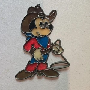 Disney Mickey Mouse Window Hanger Cowboy Mickey Lasso Resin Metal 3.5"x 5" - Picture 1 of 3