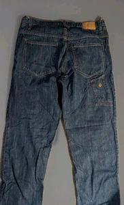 Pantalones de mezclilla oscuros Roccawear para hombre 36x34 vintage bordado logotipo bolsillo trasero - Imagen 1 de 6