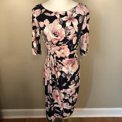 NUEVO Vestido Vaina Connected Apparel Floral Manga Corta Talla 6 Foto 1 de 4