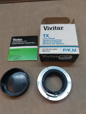 Vivitar TX Lens Mount Adapter – Pentax P/K M – Boxed with Manual – Vintage Camer - Image 1 of 4