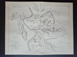 Mapa antiguo (c. 1890) - Plano de la Antigua Roma - Roma Antiqua - Imagen 1 de 9