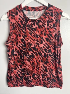 AllSaints Womens Top Large Black red ambient immy Tank Sleeveless T Shirt vest - Picture 1 of 8