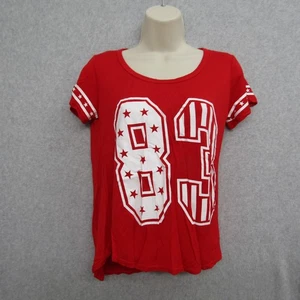 Womens Shirt Blouse Small Red Short Sleeve Pullover Casual Preppy - Picture 1 of 8