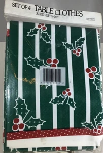 Vintage Set Of 4 Paper Tablecloths Christmas Holly Berries 52" x 96" Sealed. - Picture 1 of 2