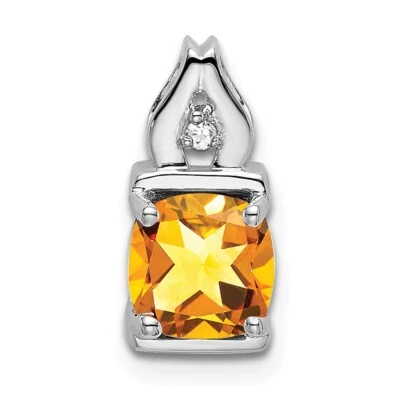 14k White Gold Citrine and Diamond Pendant Gift for Mother - Image 1 of 4