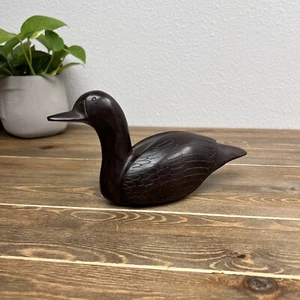 Hand Carved Wooden Duck Ironwood Art Decoy Water Bird Figurine - Foto 1 di 10