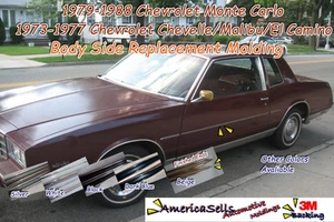 1968-1988 IMPALA, EL CAMINO, CHEVELLE, NOVA, MONTE CARLO BODY SIDE MOLDING - Foto 1 di 7