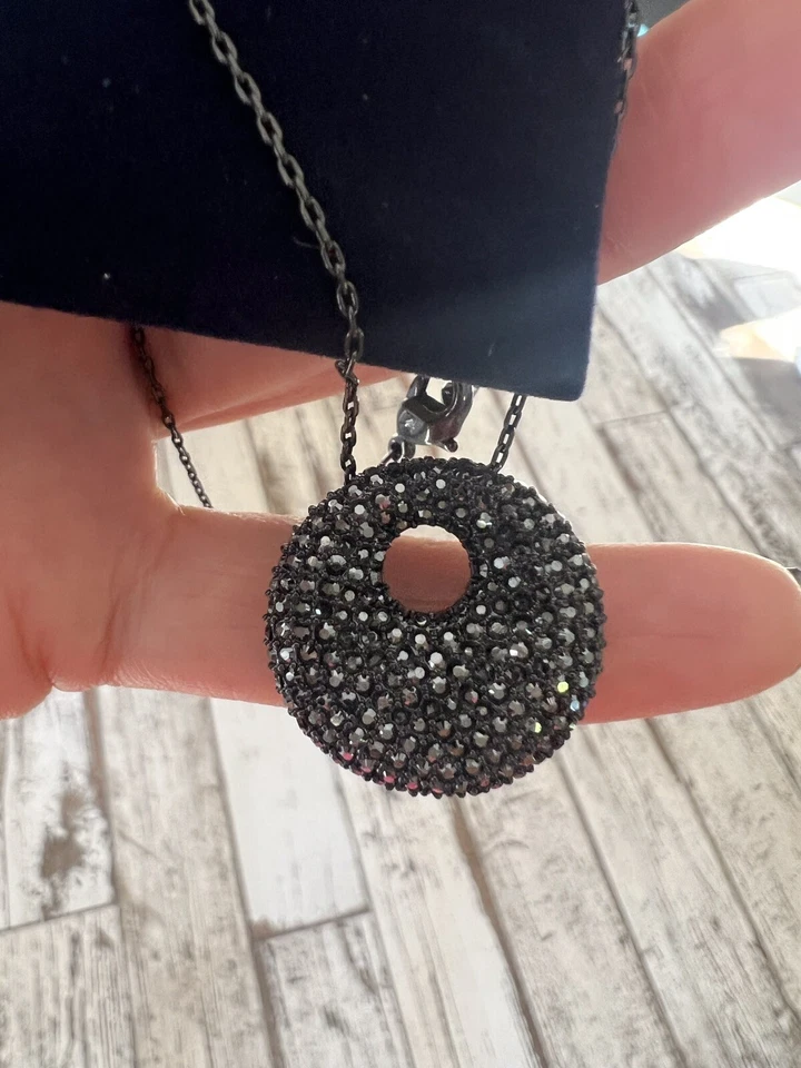 Подлинный Swarovski Jet гематит подвеска ожерелье - Изображение 1 из 4