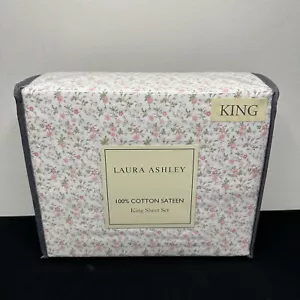 Laura Ashley All Cotton King Sheet Set King Evie Floral 4 pc - NEW - Picture 1 of 4