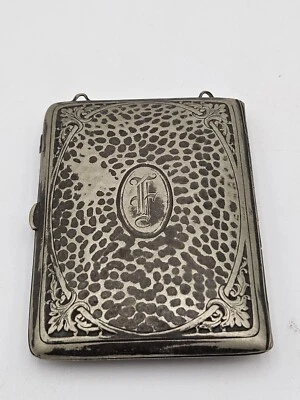 Cartera compacta antigua alemana de plata para damas danza aleta moneda dinero maquillaje Foto 1 de 4