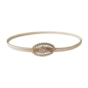 Skinny Metal Cinch Elastic Gold Belt for Dress Stretchy Thin Waist Belt for W... - Picture 1 of 1