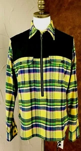 Polo Ralph Lauren Boys M Yellow Plaid Flannel 1/2 Zip Pullover Quilted Shoulder - Picture 1 of 5