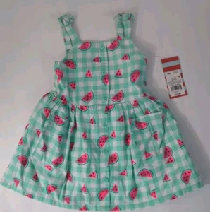 NWT Cat and Jack Little Girls Dress Size 18m Sleeveless Mint Watermelon Summer - Picture 1 of 4