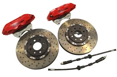Brembo Big Front Brake Kit (Red) - 500 Abarth Floating Discs & Callipers NEW - Image 1 of 4
