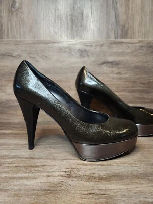 Alejandro Ingelmo Negro Verde Oscuro Brillo Plataforma Bomba EE. UU. Talla 6.5 UE Talla 37 Foto 1 de 4