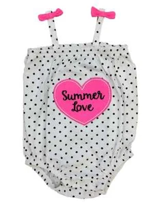 Infant Girls Polka Dot Summer Love Romper Heart Baby Bodysuit Outfit - Picture 1 of 1