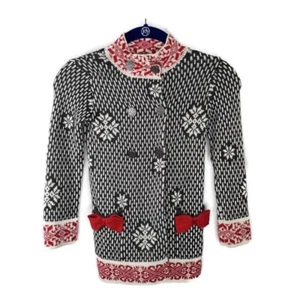Heirloom By Polly Flinders Winter Snow Flake Snap Cardigan Sweater Size 4 NWOT  - Picture 1 of 9