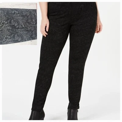 Style & Co Women's 3X Ponte Pull on Pants Black Gray Print Mid Rise Comfort Wais - Image 1 of 4