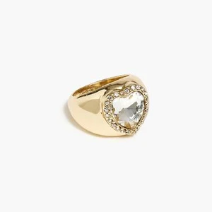 NWT J.CREW CRYSTAL HEART RING 8 - Picture 1 of 1