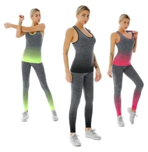 Gym Yoga Leggings Top Set 2 PIECE Keep Fit Suit Fitness Vest And Bottoms NEW - Picture 1 of 19