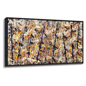 Framed Canvas Giclee Print Art Blue poles (Number 11) by Jackson Pollock 20"x44" - Picture 1 of 8