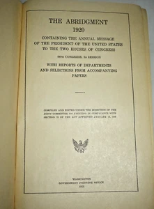 Botschaft und Dokumente Abkürzung Präsident Wilson 1920 - Hardcover-Buch - Bild 1 von 10
