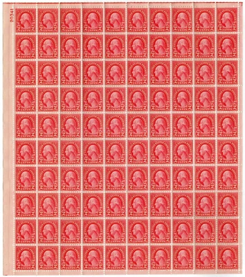 Scott #634 George Washington Sheet of 100 Stamps - MNH P#20341 UL - Image 1 of 2