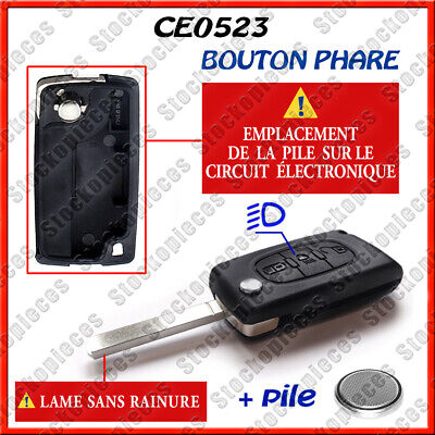 Coque Plip Clé Compatible CITROEN C1/C2/C3/C4 Picasso/C5 3 Boutons Phare CE0523  • 6.95€