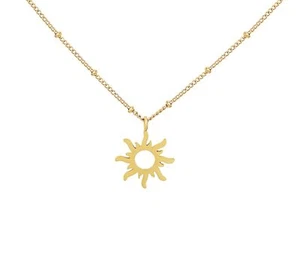 Edelstahl Halskette Sonne Damenschmuck Geschenk Filigran Fein Kette Schmuck - Bild 1 von 4