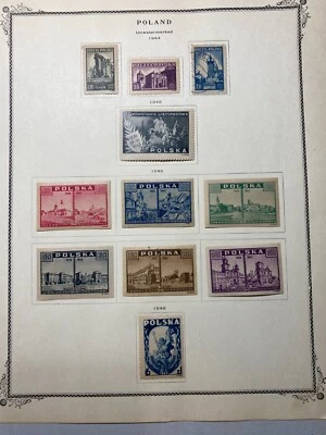 Rare 1944-1945-1946 Poland Stamp Set Mint hinged unuse and 1 used. - Image 1 of 4
