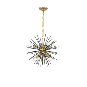 Living District Timber 8 Light 20" Pendant, Brass and Black - LD5035D20BK - Picture 1 of 1