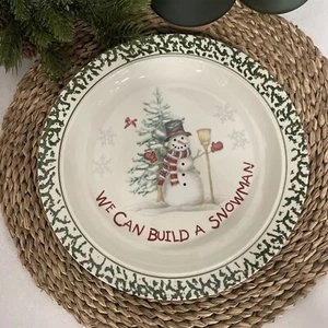Vtg Stoneware "We Can Build A Snowman"  Dinner Plate Retired 10.25” Holiday - Picture 1 of 9
