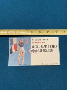 1940's Veedol-Tydol Oilk Safety Lubrication Check Advertising Ink Blotter - Picture 1 of 2