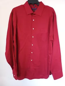 Geoffrey Beene Mens XXL (18) Red Long Sleeve Spread Collar Button Up Dress Shirt - Picture 1 of 6