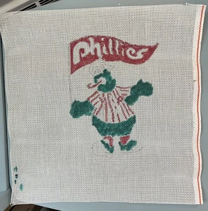 NEW NEEDLEPOINT HAND PAINTED CANVAS PHILLIES PHANATIC MASCOT MLB PHILADELPHIA - Picture 1 of 2
