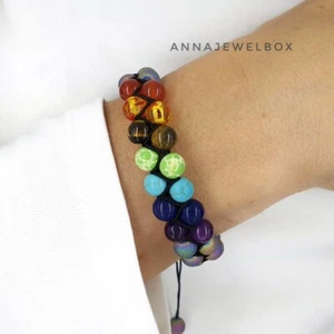 7 Chakra Bracelet Crystal Jewellery Healing Stones Balance Reduce Anxiety Stress - Picture 1 of 15