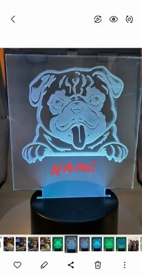 Luz LED personalizada raza perro, luz nocturna. PUG Foto 1 de 4