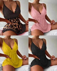 Lingerie Mini Dress G-String Bodysuit Sexy Ladies Nightwear Transparent Babydoll - Picture 1 of 39