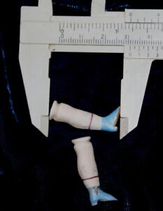 Antique early bisque doll legs for leather cloth body shoulder-head china doll