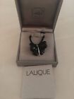 LALIQUE  Black Crystal & Sterling Butterfly Pendant Necklace New In Box France