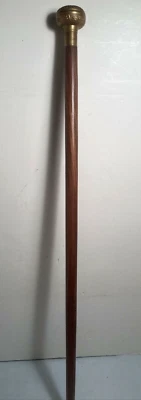 Perilla redonda de latón vintage caña de madera mango de latón de 35" Foto 1 de 4