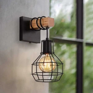 Industrial Wall Lamp Indoor Cage Wall Lights E27 Vintage Sconces Wall Lights UK - Picture 1 of 9