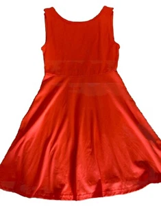 H&M Divided Neon Orange V-back Stretch Jersey Skater Dress, S - Picture 1 of 7