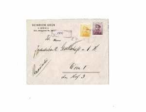 Kingdom of Serbia 1910s registered cover to Vienna 15 & 20 para King Peter I - Picture 1 of 2
